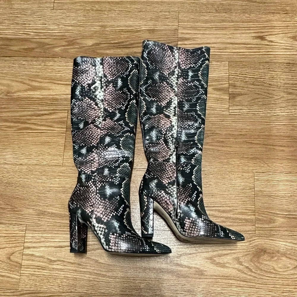 Sam Elderman Snake skin knee length boots